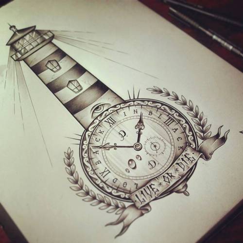 эскизы часы татуировка (1) - Часы, компас эскизы татуировки - тату
